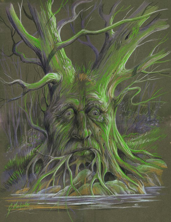 A wise old oak tree with a gentle kindly face, detailed award winning  children's book illustration : r/dalle2